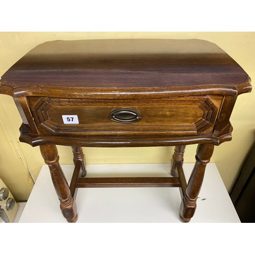 57 - SMALL SERPENTINE TOPPED HALL TABLE WITH DRAWER