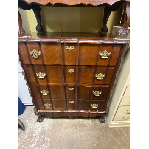 61 - SOUTH AFRICAN STINK WOOD SERPENTINE FRONTED DUTCH INSPIRED FOUR DRAWER CHEST