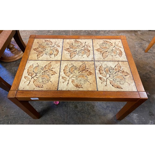 92 - TEAK AND TILE TOP TABLE