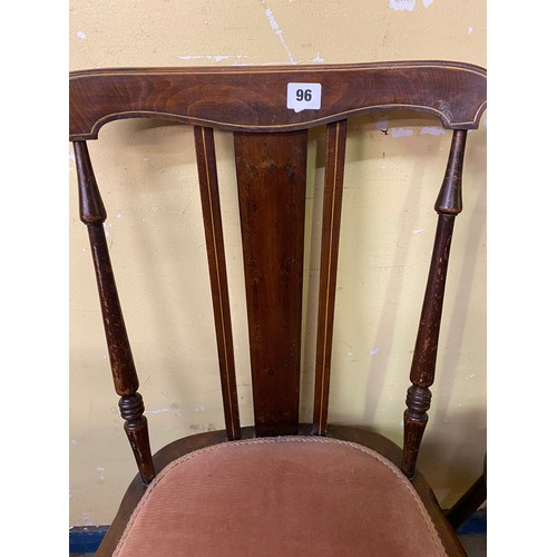 96 - PAIR OF EDWARDIAN BEECH LINE INLAID BEDROOM CHAIRS