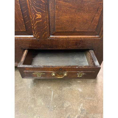 109 - 18TH CENTURY OAK THREE PANEL FRONT MULE CHEST