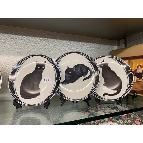 177 - SERIES OF BRADEX VON HANS RUTTIMANN BLACK CAT PLATES AND A SIEGMAR JUGELT WALL PLAQUE