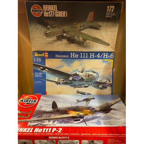 209 - AIRFIX 1.72 SCALE HEINKEL BOMBER MODEL KITS AND A REVELL HEINKEL HE111 MODEL KIT