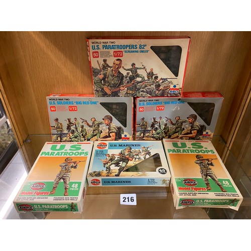 216 - AIRFIX AND ESCI 1.72 SCALE TOY SOLDIERS, US PARATROOPERS, AND MARINES