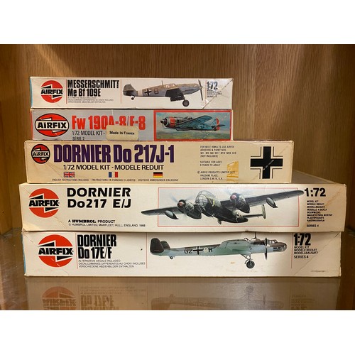 220 - AIRFIX MODEL KITS OF GERMAN WWII AIRCRAFT, DORNIER, MESSERSCHMITT, AND FOCKE-WULF