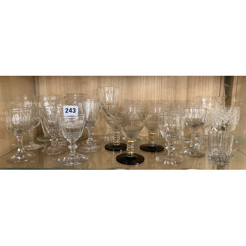 243 - SHELF OF 19TH AND EARLY 20TH CENTURY DRINKING GLASSES