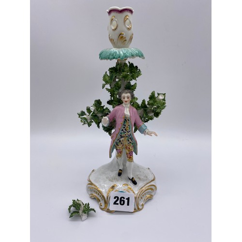 261 - SAMSON 18TH CENTURY STYLE FIGURAL CANDLE STICK A/F IN STYLE OF CHELSEA