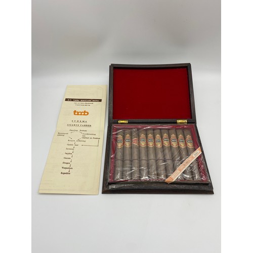 296 - CHIP CARVED CASE OF TEN PANTER CIGARS