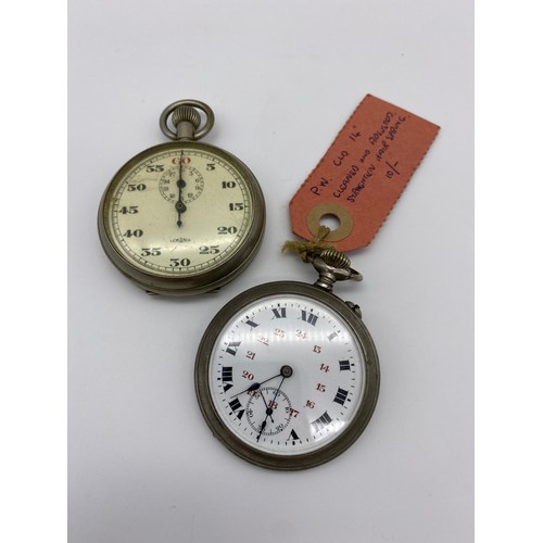 297 - TWO BASE METAL STOP WATCHES