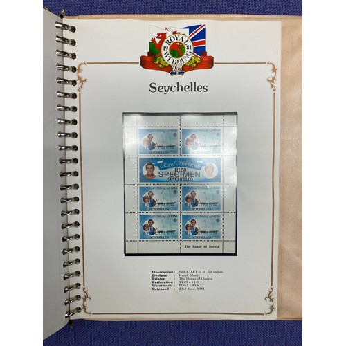 320 - NINE VOLUMES OF STANLEY GIBBONS ROYAL WEDDING STAMP ALBUMS