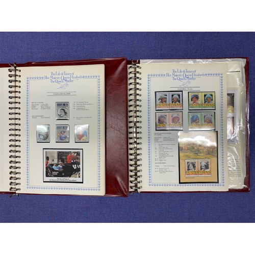 321 - STANLEY GIBBONS ROYAL EVENTS STAMP ALBUMS TWO VOLUMES, THE LIFE AND TIMES OF HER MAJESTY QUEEN ELIZA... 