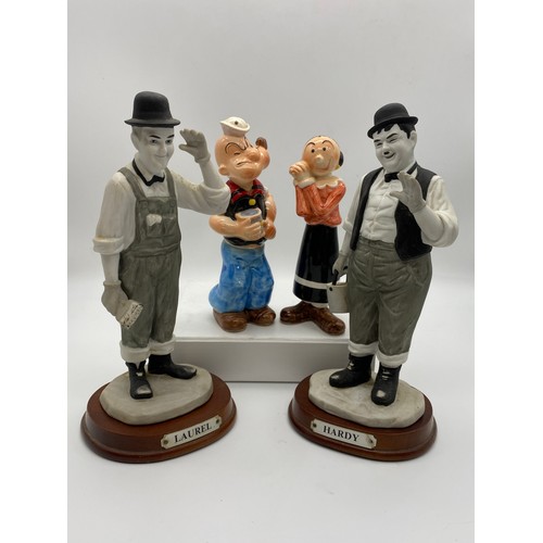 334 - LAUREL AND HARDY FIGURES AND POPEYE AND OLIVE OIL FIGURES