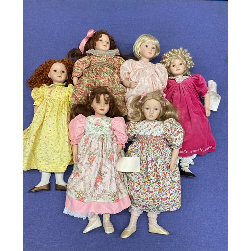 356 - SIX 20TH CENTURY PAULINES LIMITED EDITION MEDIUM SIZE DRESS DOLLS