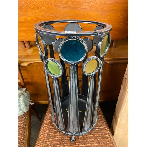 381 - METAL WORK CYLINDRICAL UMBRELLA STAND