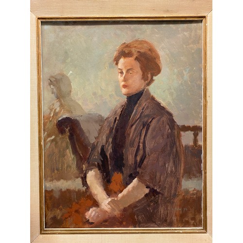 194 - UNTITLED OIL ON BOARD PORTRAIT OF SEATED FEMALE FIGURE, AND UNTITLED HALF LENGTH PORTRAIT STUDY