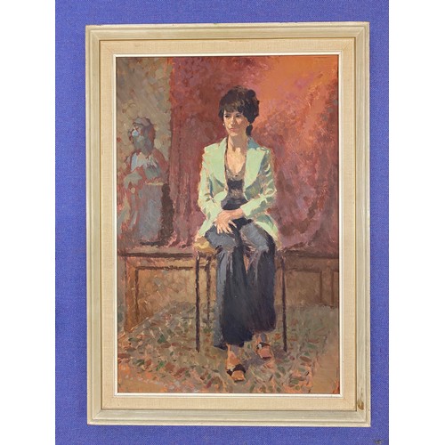 194 - UNTITLED OIL ON BOARD PORTRAIT OF SEATED FEMALE FIGURE, AND UNTITLED HALF LENGTH PORTRAIT STUDY