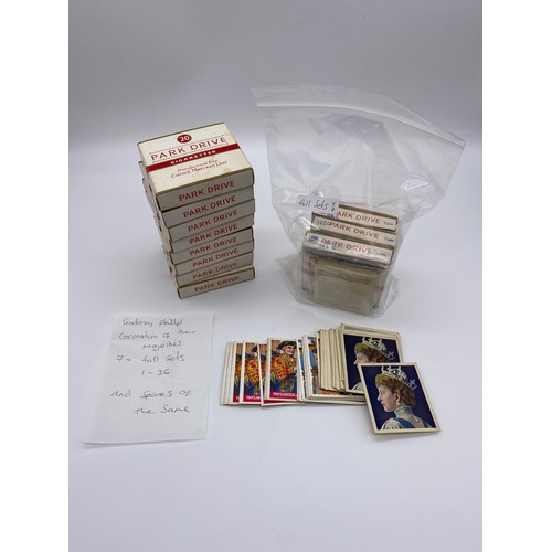 340 - BAG OF GODFREY PHILLIPS CORONATION OF THEIR MAJESTIES SEVEN FULL SETS 1-36 AND SPARES