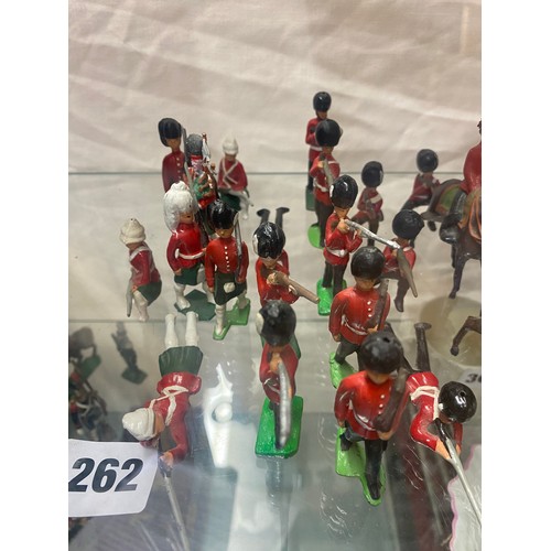 262 - REGIMENT OF COLD PAINTED SCOTS GUARD TOY SOLDIERS AND MARCHING BAND FIGURES