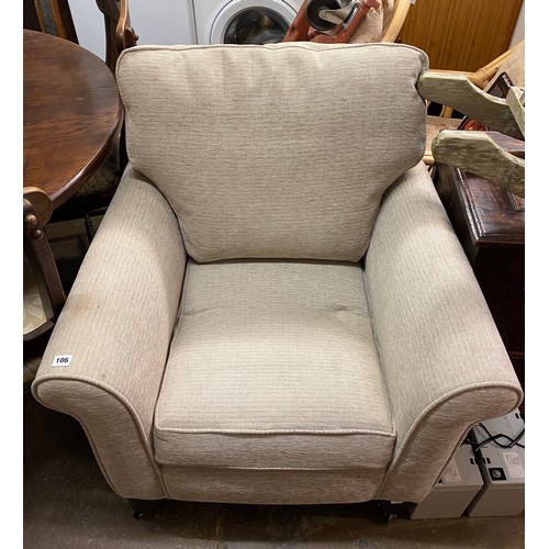 106 - OATMEAL HIGH BACK CLUB ARMCHAIR