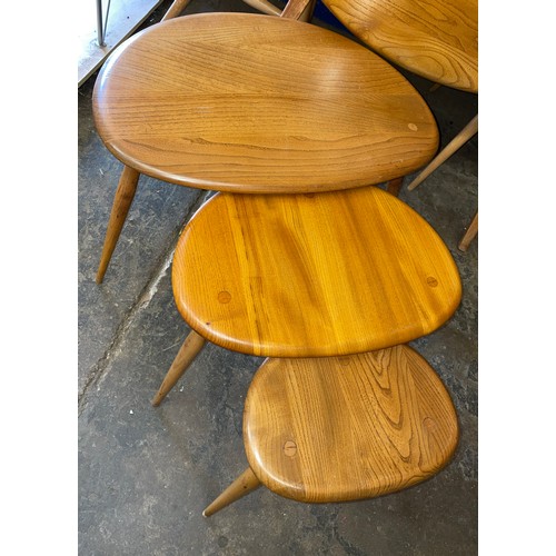 3 - LIGHT ERCOL NEST OF THREE PEBBLE TABLES (NO.354)