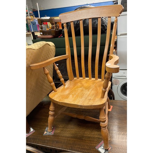 20 - 20TH CENTURY BEECH COMB BACK KITCHEN ELBOW CHAIR