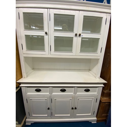 76 - WHITE PAINTED GLAZED TOP KITCHEN DRESSER