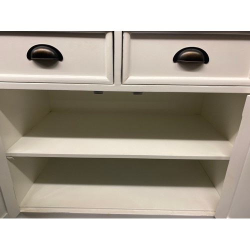 76 - WHITE PAINTED GLAZED TOP KITCHEN DRESSER