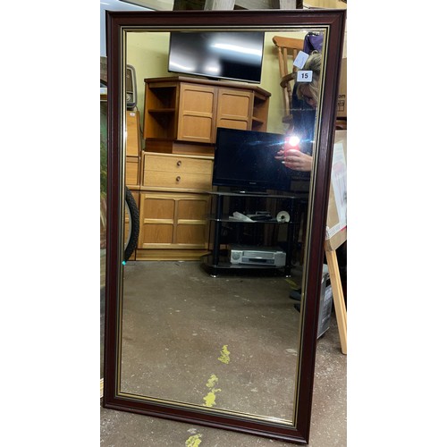 15 - LARGE FRAMED RECTANGULAR MIRROR 53cm x 100 cm