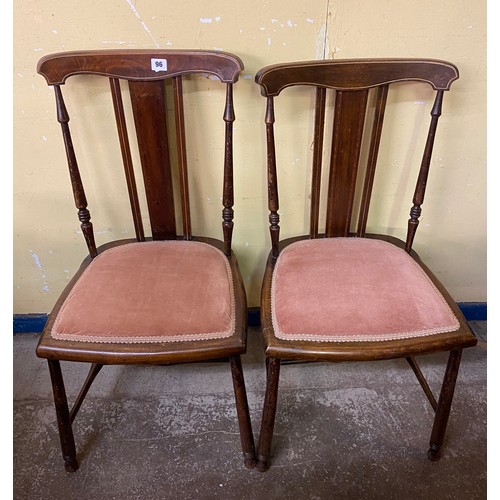 141 - PAIR OF EDWARDIAN BEECH LINE INLAID BEDROOM CHAIRS