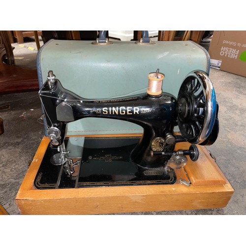 13 - CASED SINGER SEWING MACHINE