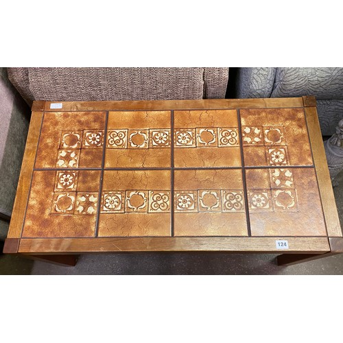 166 - TEAK TILE TOP COFFEE TABLE