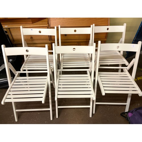 28 - SET OF SIX IKEA FOLDING WHITE DINING CHAIRS