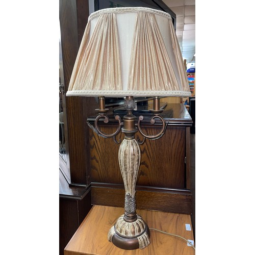 34 - THREE BRANCH/BULB TALL TABLE LAMP WITH SHADE