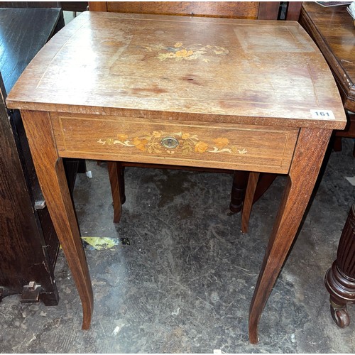 161 - 19TH CENTURY FRENCH ROSEWOOD AND MARQUETRY TABLE WITH FITTED DRAWER