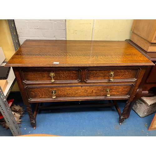 102 - OAK BARLEY TWIST TWO OVER ONE DRAWER CHEST