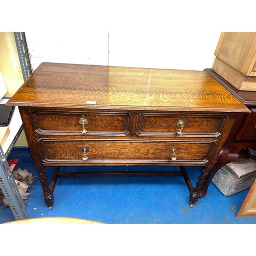 102 - OAK BARLEY TWIST TWO OVER ONE DRAWER CHEST