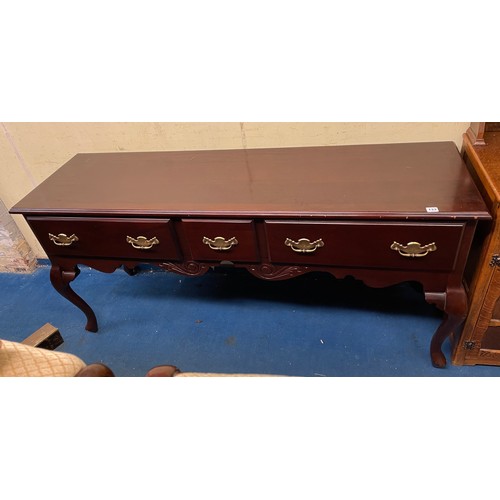 87 - DARK MAHOGANY GEORGIAN STYLE DRESSER BASE ON CABRIOLE LEGS