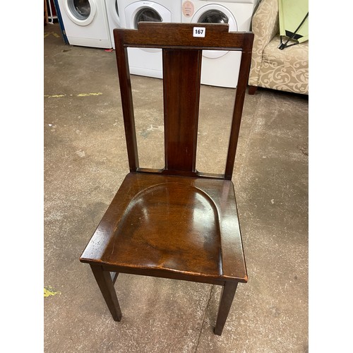 167 - MID 20TH CENTURY HALL CHAIR WITH DISH SEAT