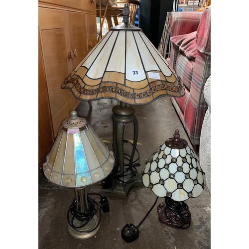 33 - TIFFANY STYLE TABLE LAMP AND TWO OTHERS