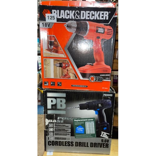 125 - BLACK AND DECKER 18V CORDLESS DRILL AND A PB 9.6 CORDLESS DRILL