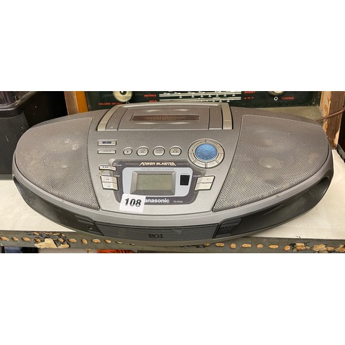 108 - PANASONIC PORTABLE STEREO CD SYSTEM, AND AN AQUARIUM LAMP