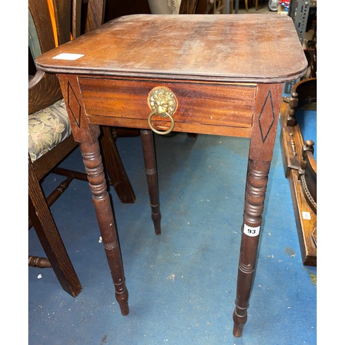 93 - REGENCY MAHOGANY SIDE TABLE WITH SINGLE DRAWER