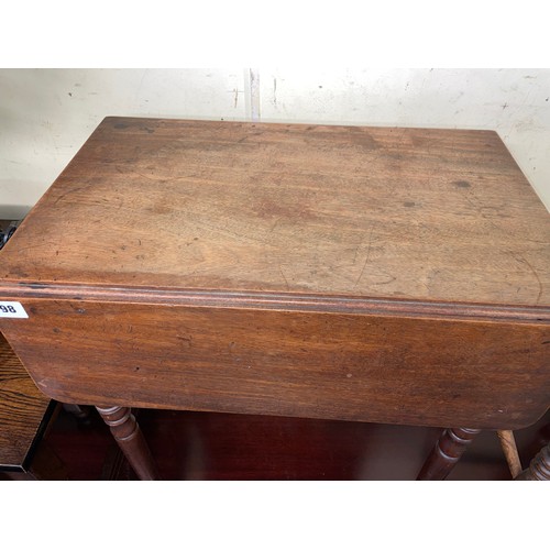 98 - EARLY 19TH CENTURY SMALL PEMBROKE TABLE ON RING TURNED LEGS