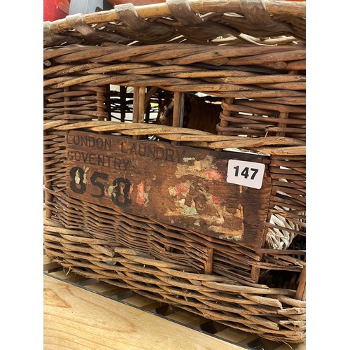 147 - WICKER LONDON COVENTRY LAUNDRY BASKET