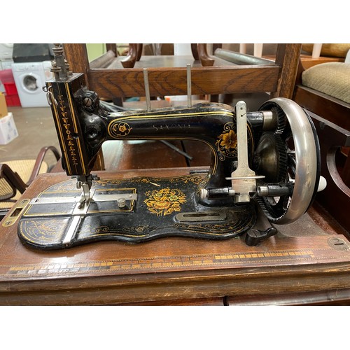 160 - WALNUT CASED MANUAL SEWING MACHINE