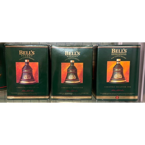 256 - THREE BOXED BELLS CHRISTMAS DECANTERS 1992, 1993, 1994