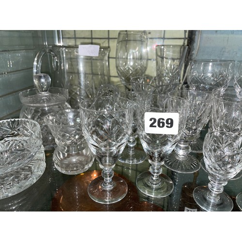 269 - SHELF OF VARIOUS CUT GLASSWARES