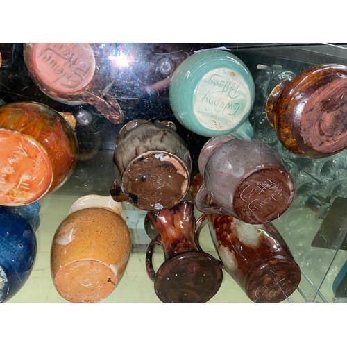 272 - SHELF OF EWENNY POTTERY, JUGS AND EWERS