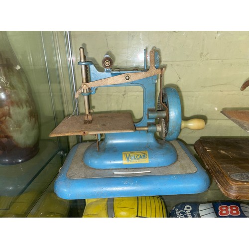 276 - SELECTION OF MAINLY VULCAN MINIATURE SEWING MACHINES AND A DIAMNE MANGLE WRINGER