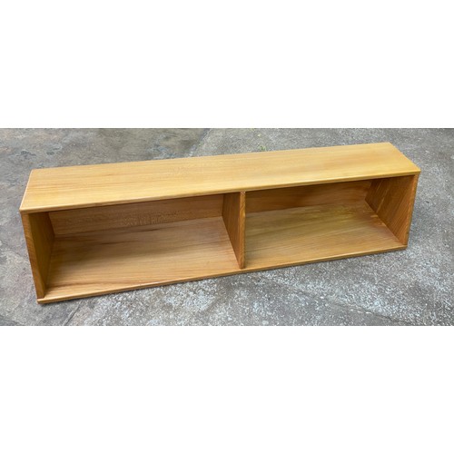 43 - LIGHT ERCOL SLANTED WALL HANGING BOOKSHELF